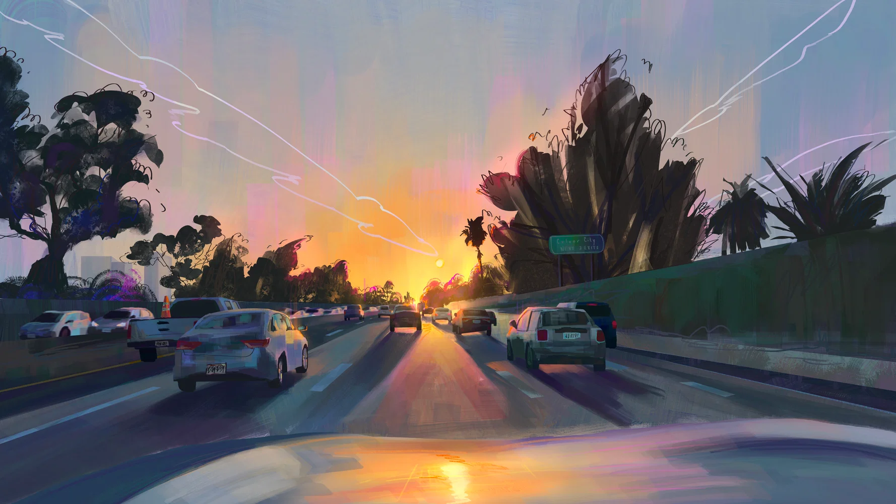 Sunset down the 10