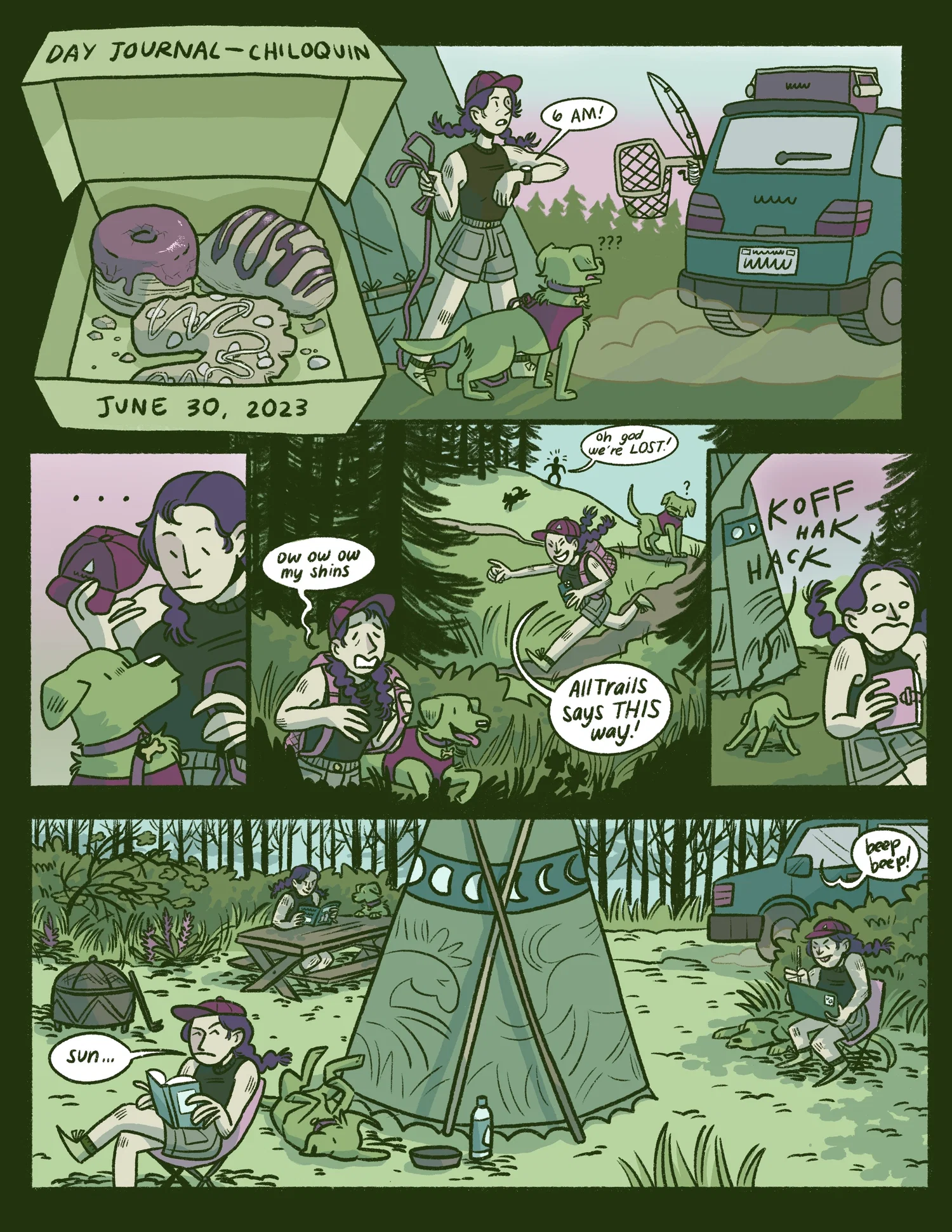 A one-page comic of a camping trip.