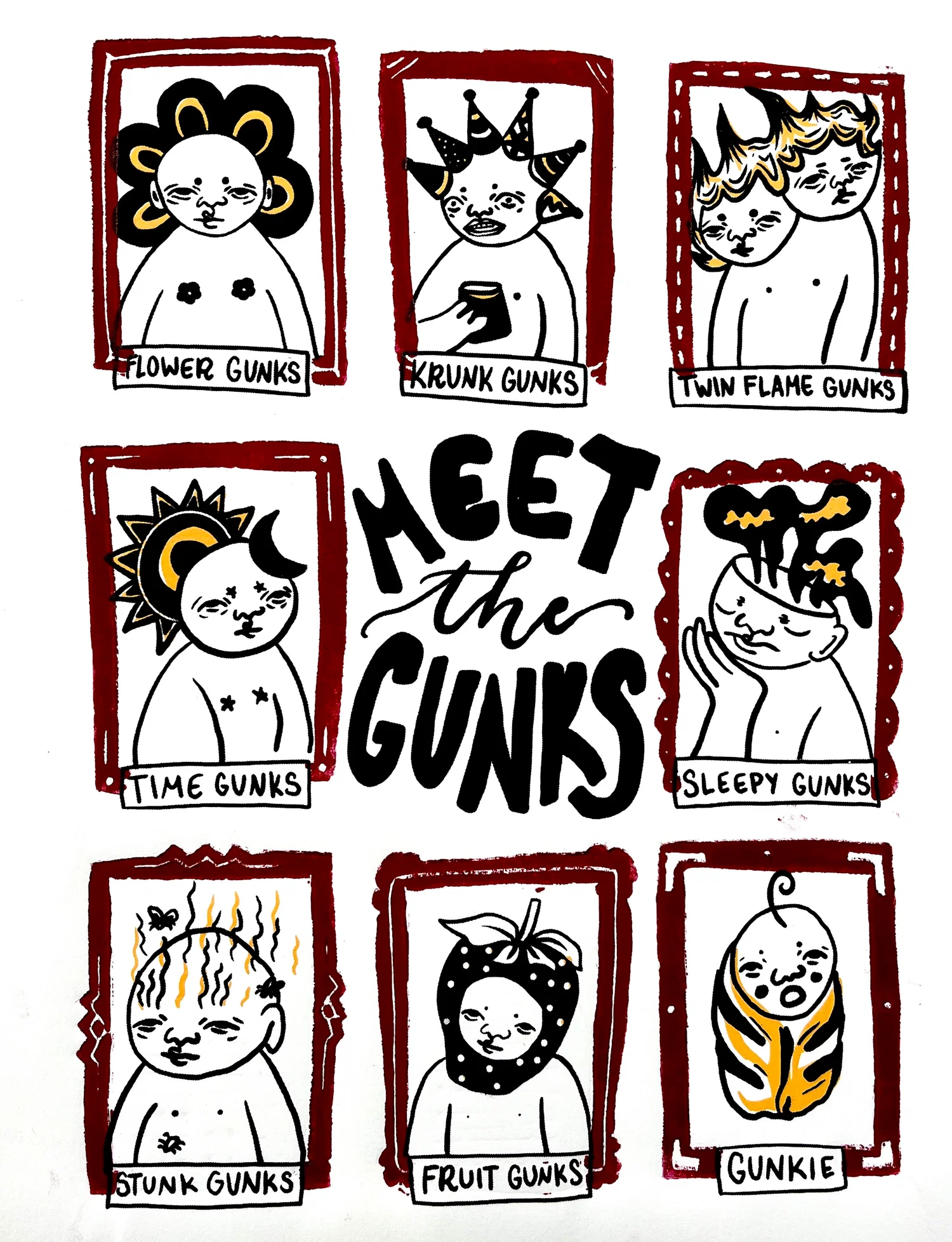 8 different "Gunks" portraits