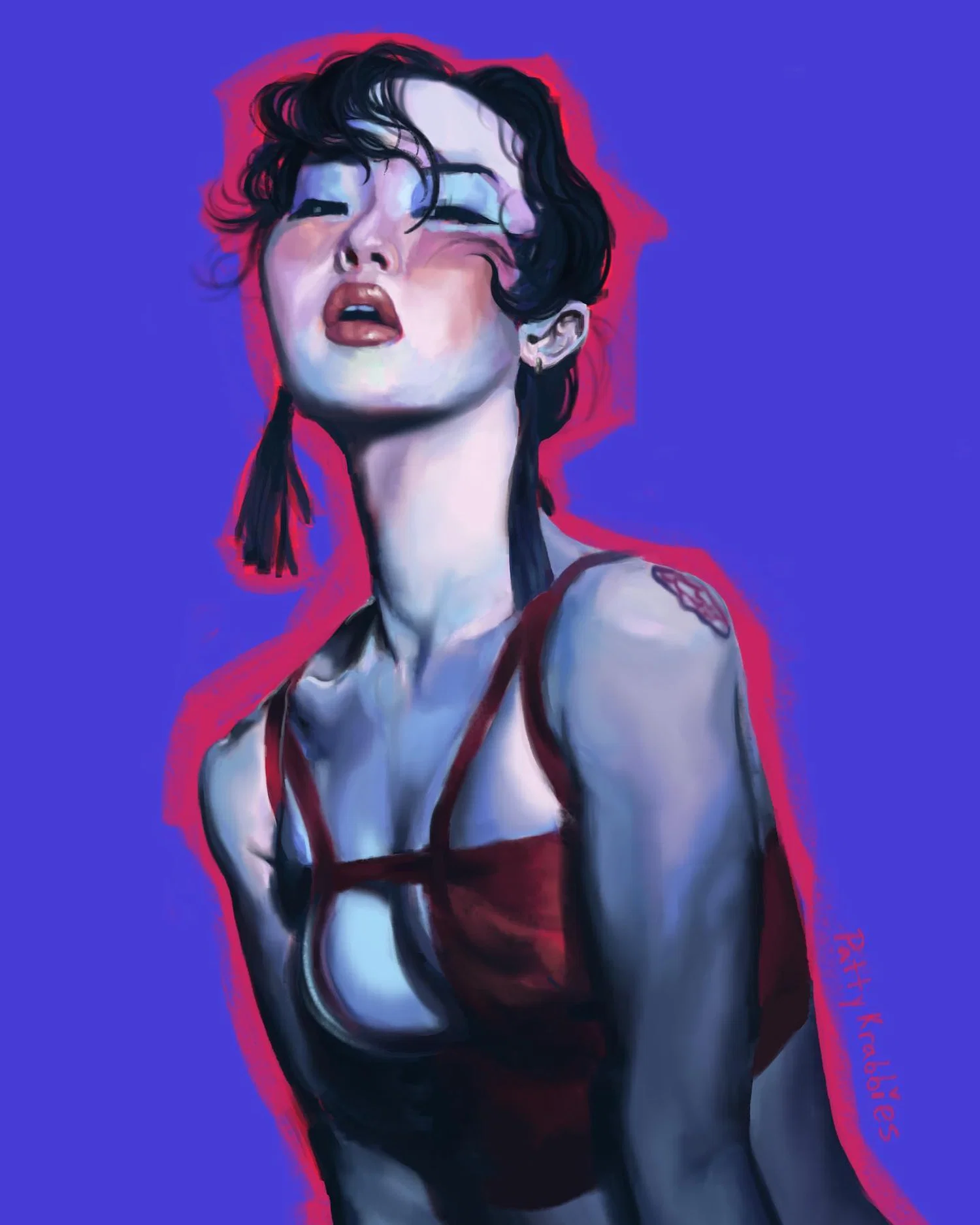 Digital Illustration of woman against blue backdrop