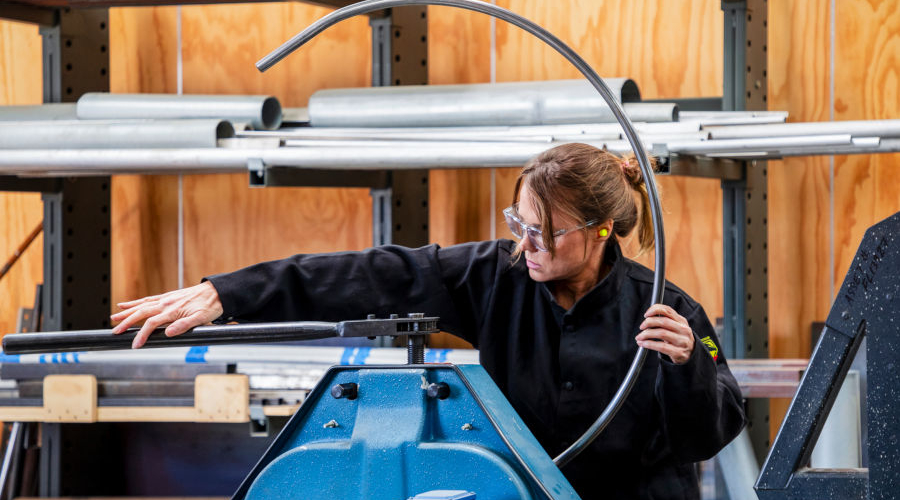 Otis College extension student at work in the Metal Lab