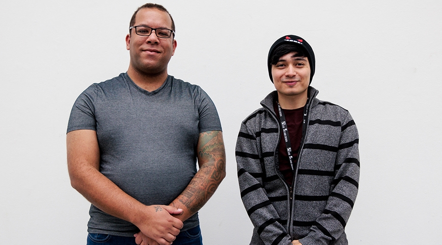 Otis College Veteran Students Justus Anderson, left, and Saul Ceniceros