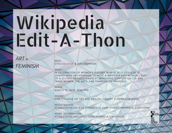 Art+Feminism Wikipedia Edit-A-Thon flyer