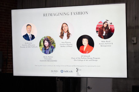 Announcement board for Fashion Reimagined at the Los Angeles Fashion Week