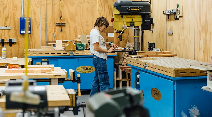 Student working in Model Shop