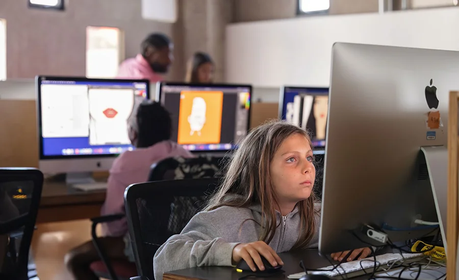 Young student working on a computer