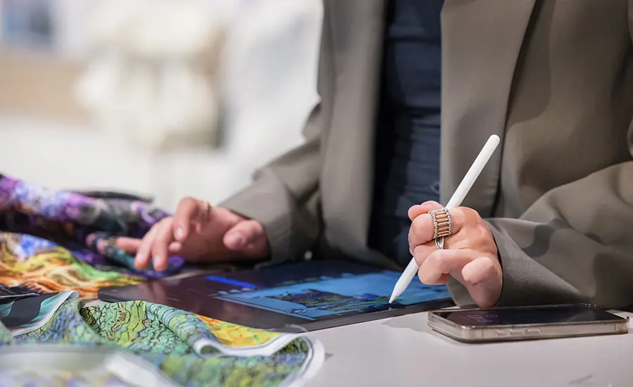 person working on digital pad