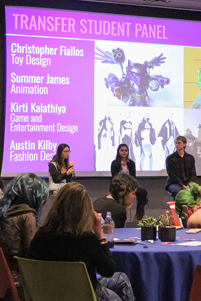 Students presenting at transfer day