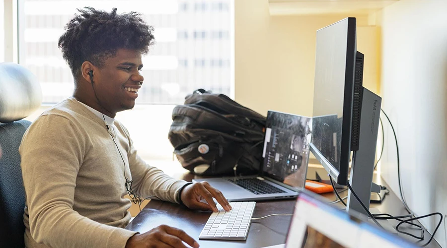 Sekayi Slade during a field trip to the creative agency BLT Communications in Hollywood. 