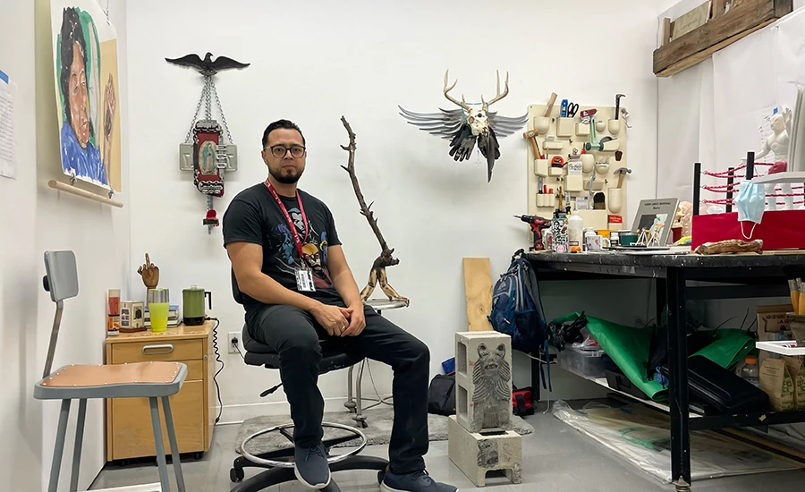 Perez inside his studio.
