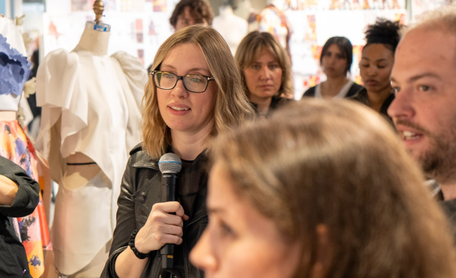 Erin Bond during sketch selection at Otis. Photograph by Sarah Galonka/Otis College of Art and Design. 