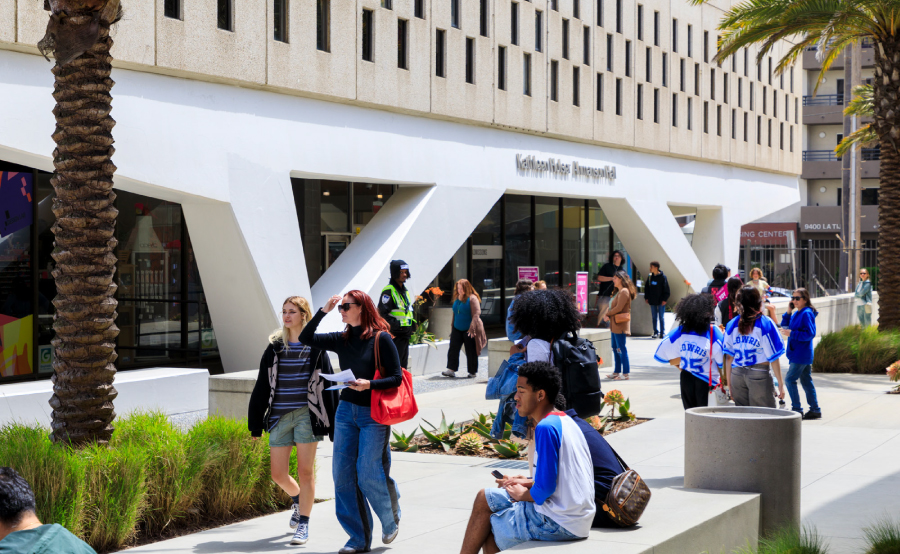Otis College students outside Ahmanson Hall