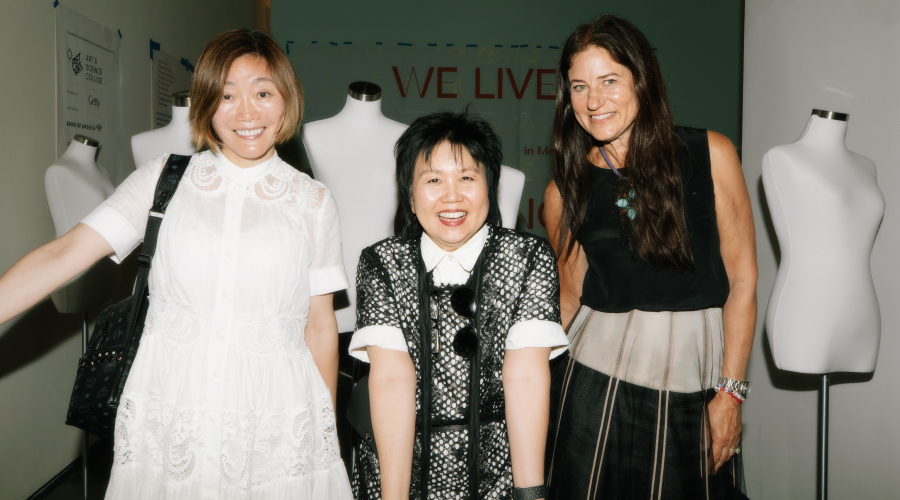 From left, Otis Trustee Jennifer McCormick, Fashion Design Chair Jill Zeleznik, and Katherine Ross of Wear LACMA. Photograph by Phoebe Hono/LACMA.