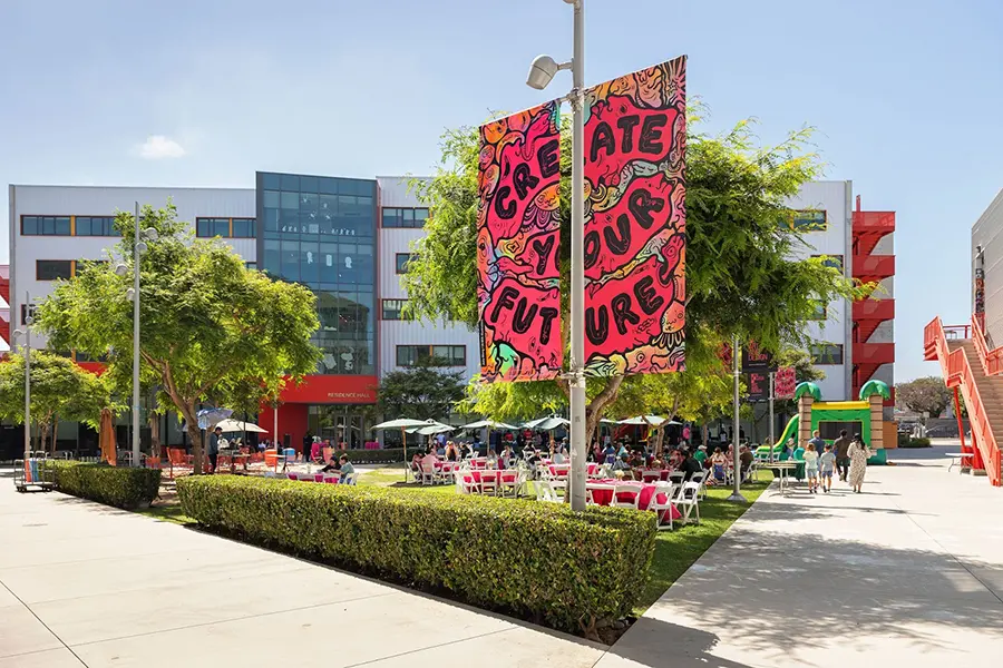 Jada Wong's Pole Banners on Otis College campus