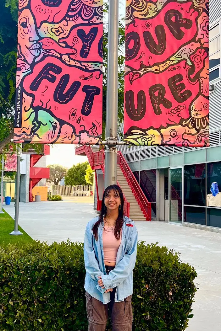 Jada Wong with Pole Banner