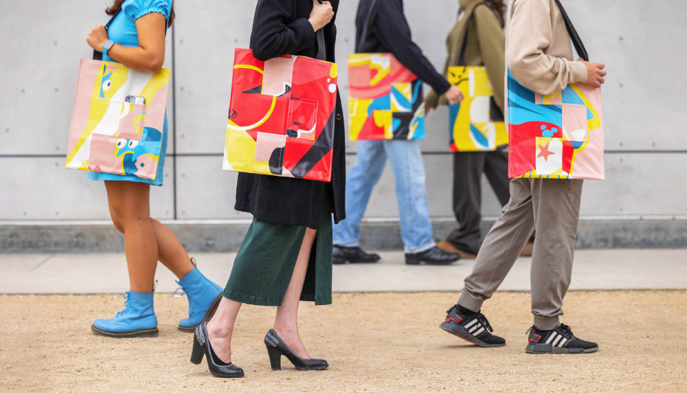 Otis Design Lab Upcycles Campus Banners into Stylish Tote Bags 