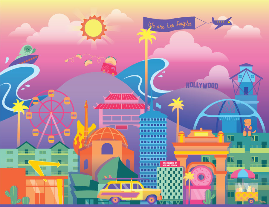 Khang Nguyen’s design for Otis College’s 2020 Admissions Viewbook. 