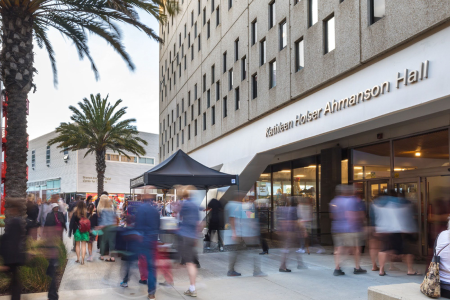 Ahmanson Hall during O-Launch Exhibition Weekend in 2025. Photograph by Sarah Golonka/Otis College of Art and Design.