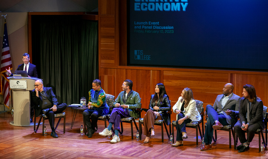 Panelists talking during the Otis College Creative Economy event
