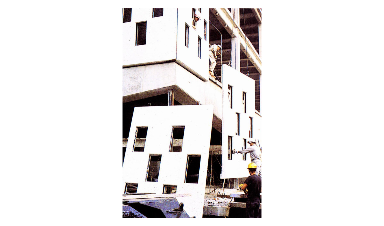 The concrete window panels as they were installed in Ahmanson Hall (then the IBM aerospace headquarters building). Eliot Noyes: A Pioneer of Design and Architecture in the Age of American Modernism, Phaidon Press.