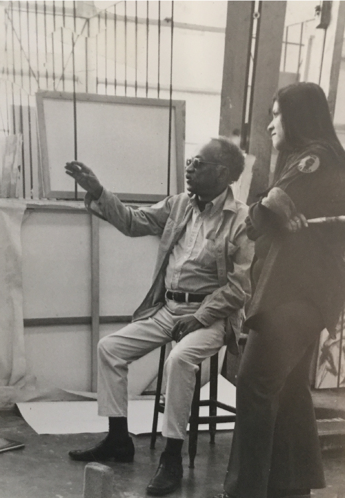 Otis instructor Charles White with Judithe Hernandez in the 1970s. Courtesy Otis College of Art and Design