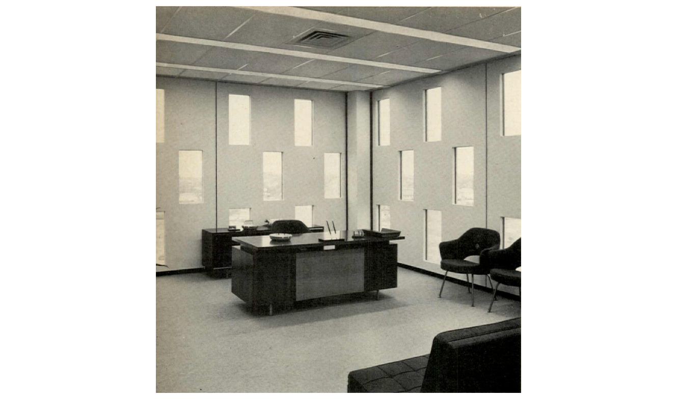 A corner office in the 1960s. Architectural Record, April 1967.