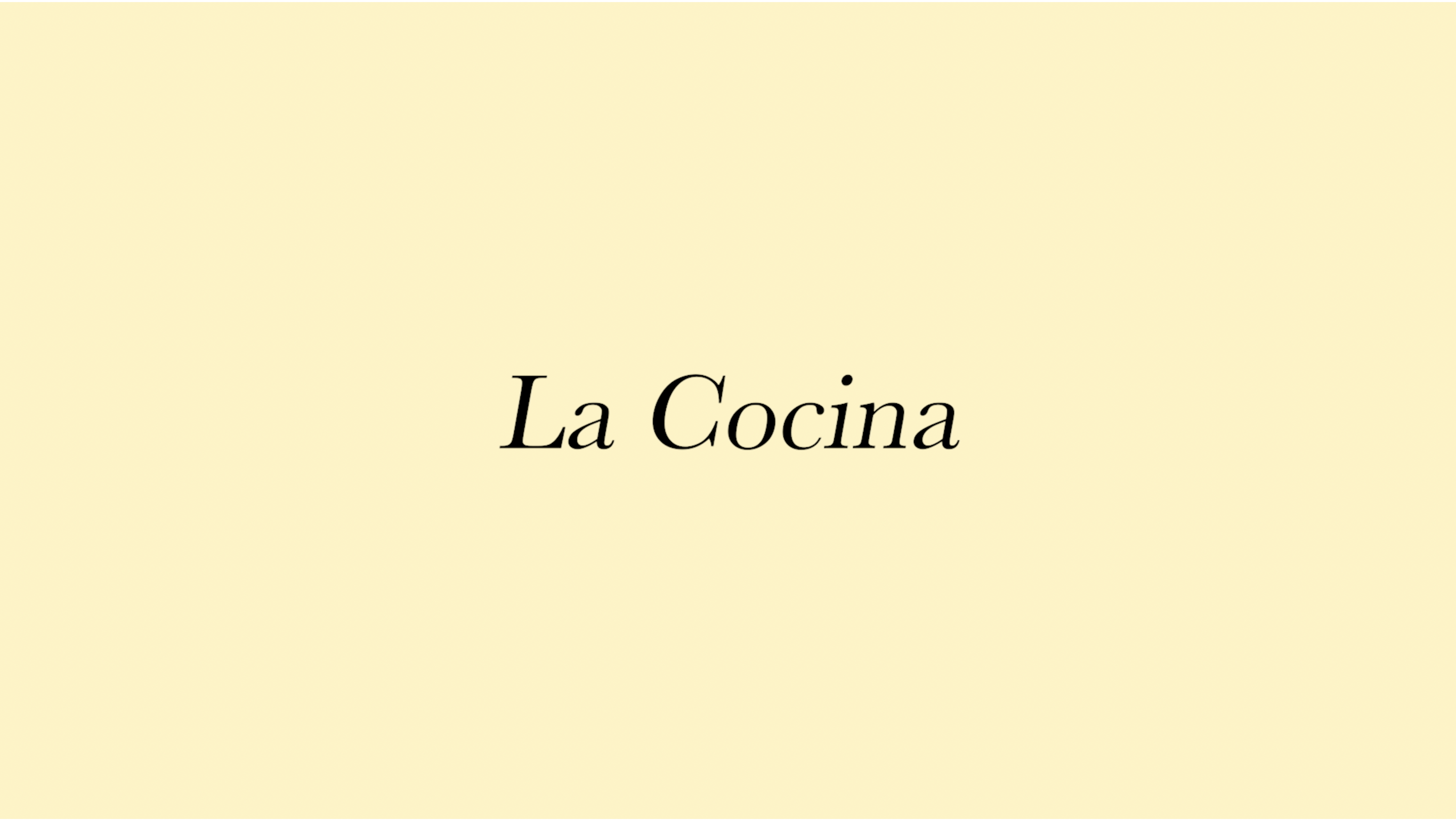 Title screen of my senior project video, Momentos en la Cocina.  