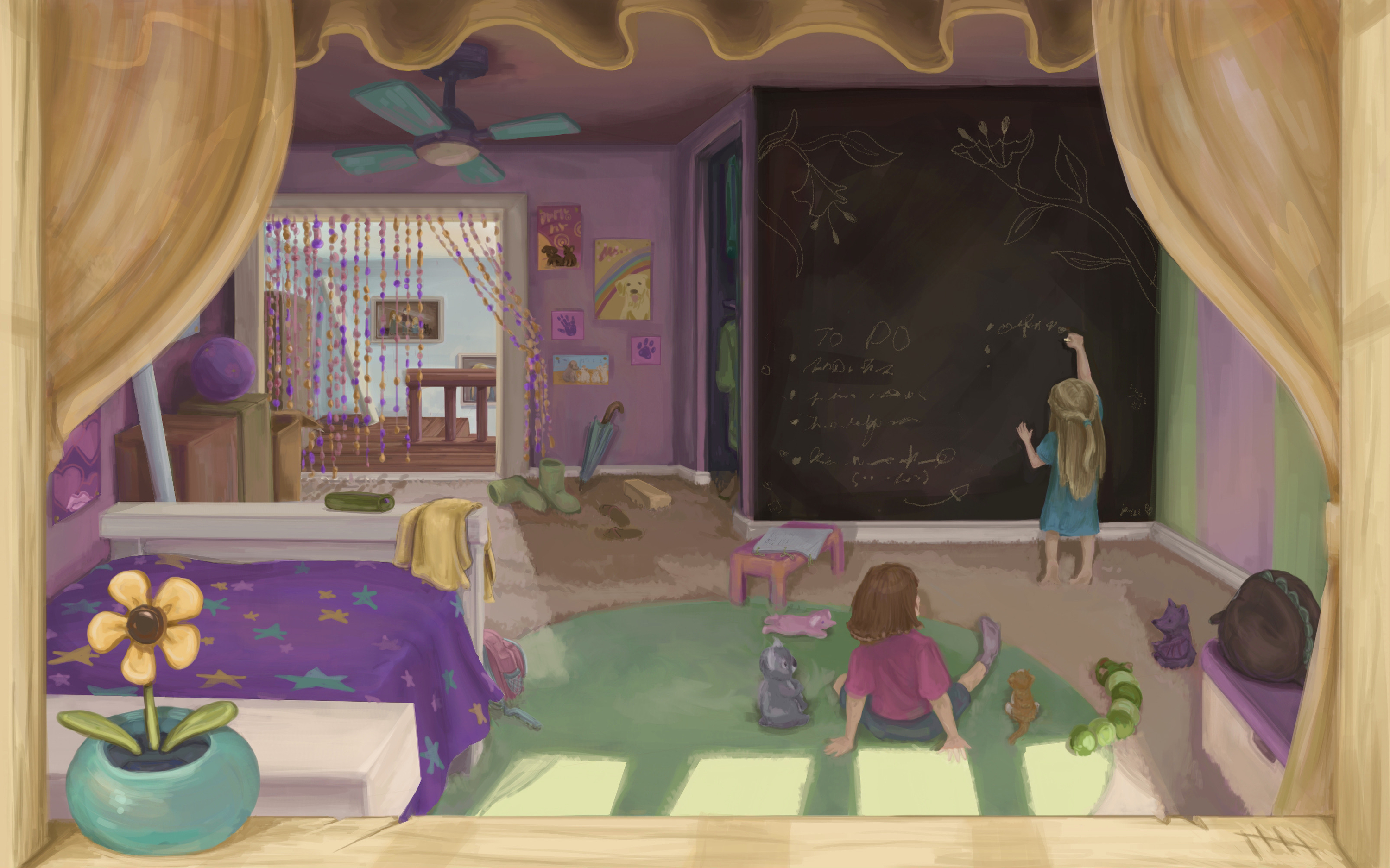 A painting from my story called, Honeysuckle, where two best friends plan the ultimate bucket-list the summer before 5th grade.