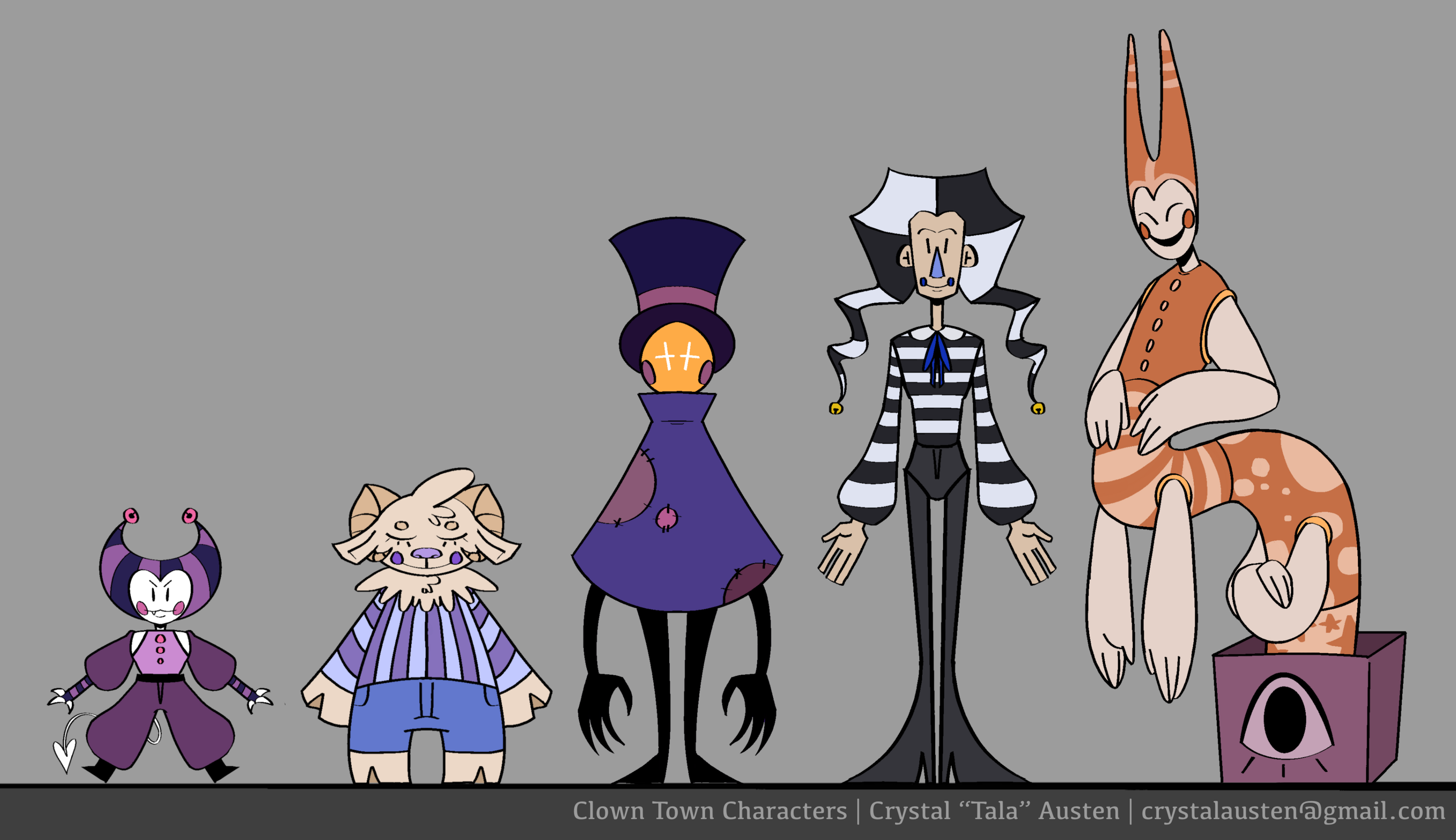 Character Lineup for "Clown Town"