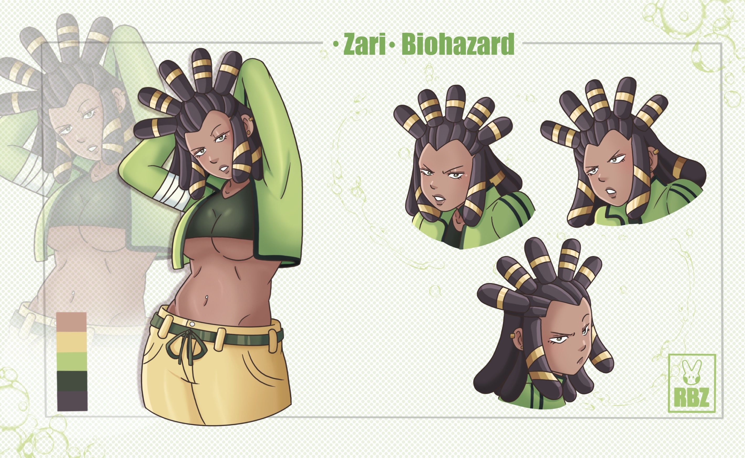 R.B.Z Hero's Zari Character Expression Sheet 