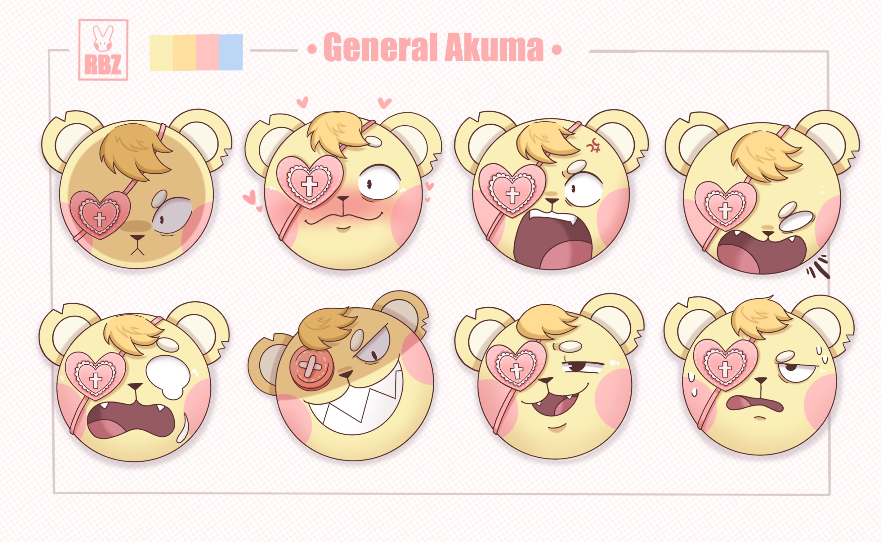 R.B.Z Hero's General Akuma Character Expression Sheet 