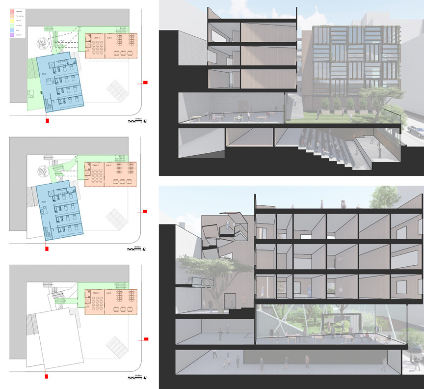 This is Plans and Rendered section views from Studio 5: Architecture