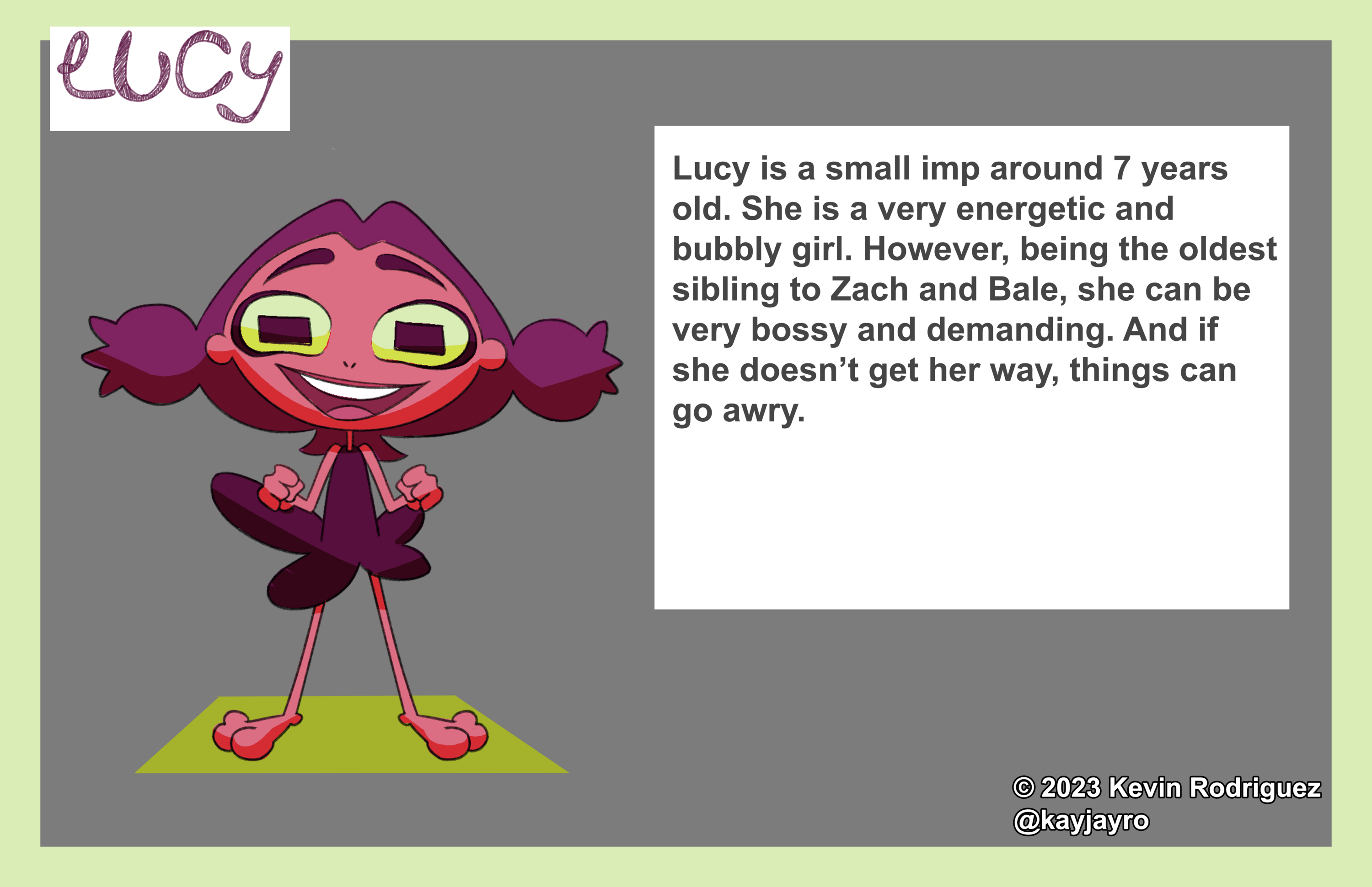 A sheet describing the character Lucy