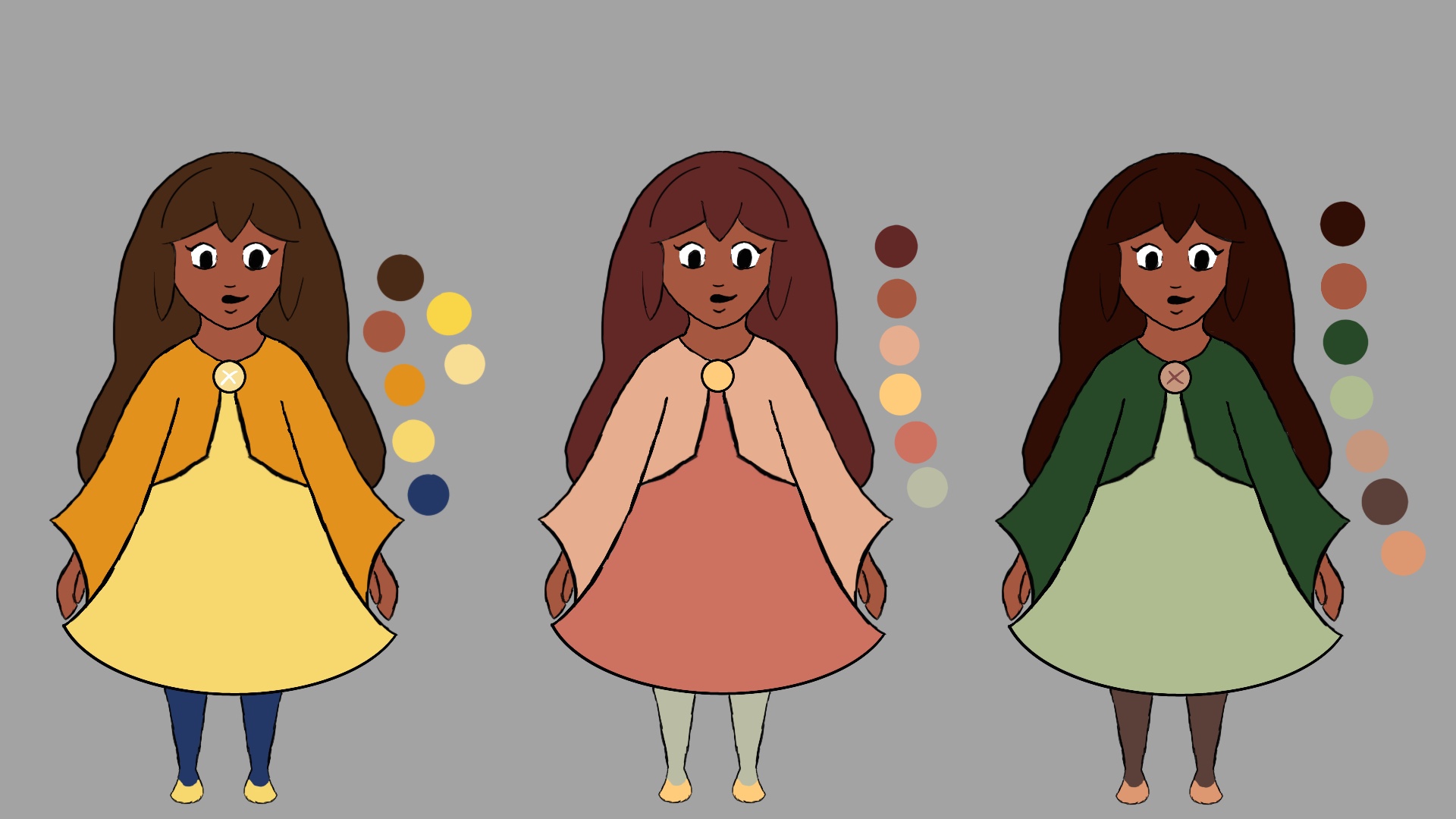 A preview of color exploration for one of my characters, Amber.