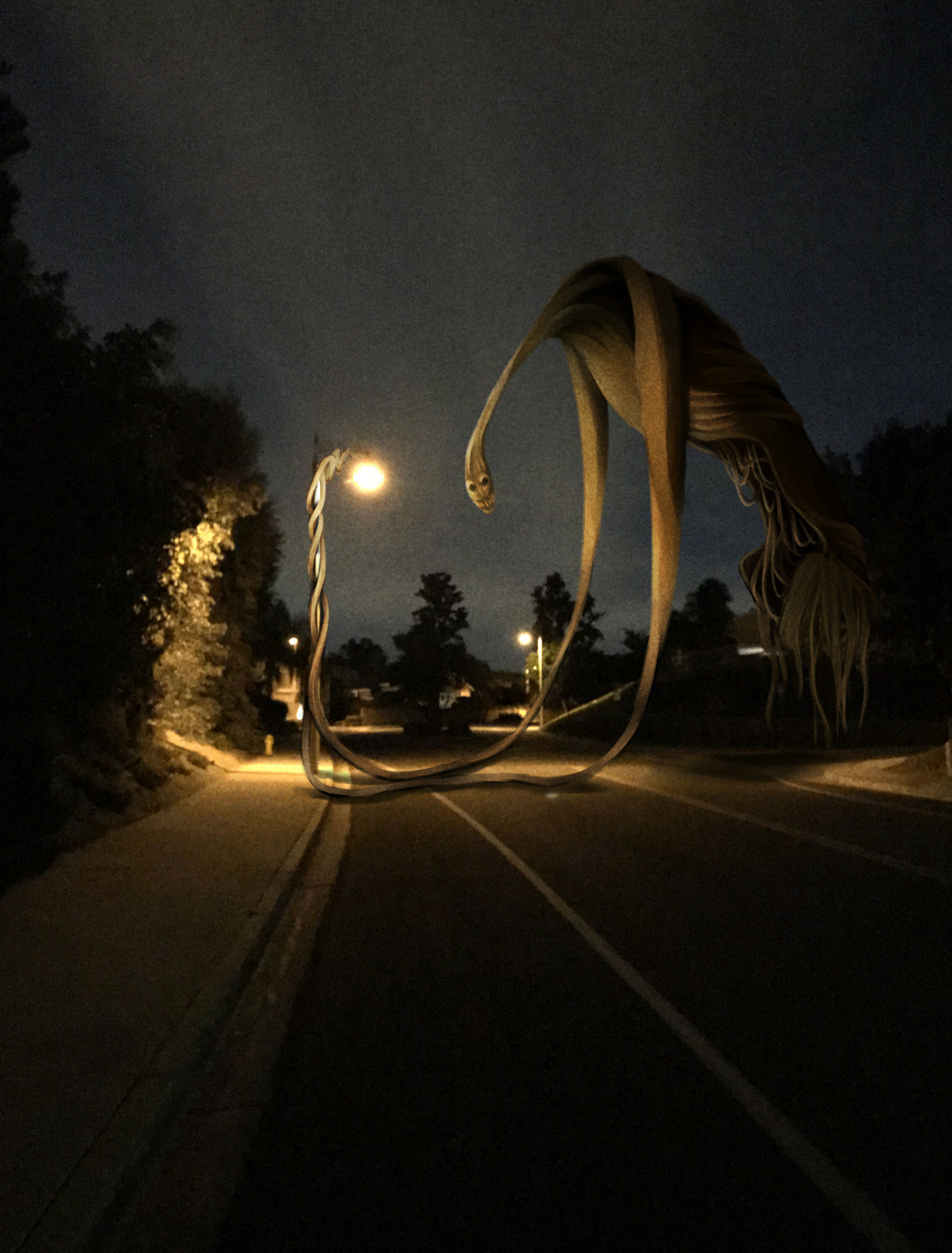 A creature arriving at a light post, conveniently at the same time you did!