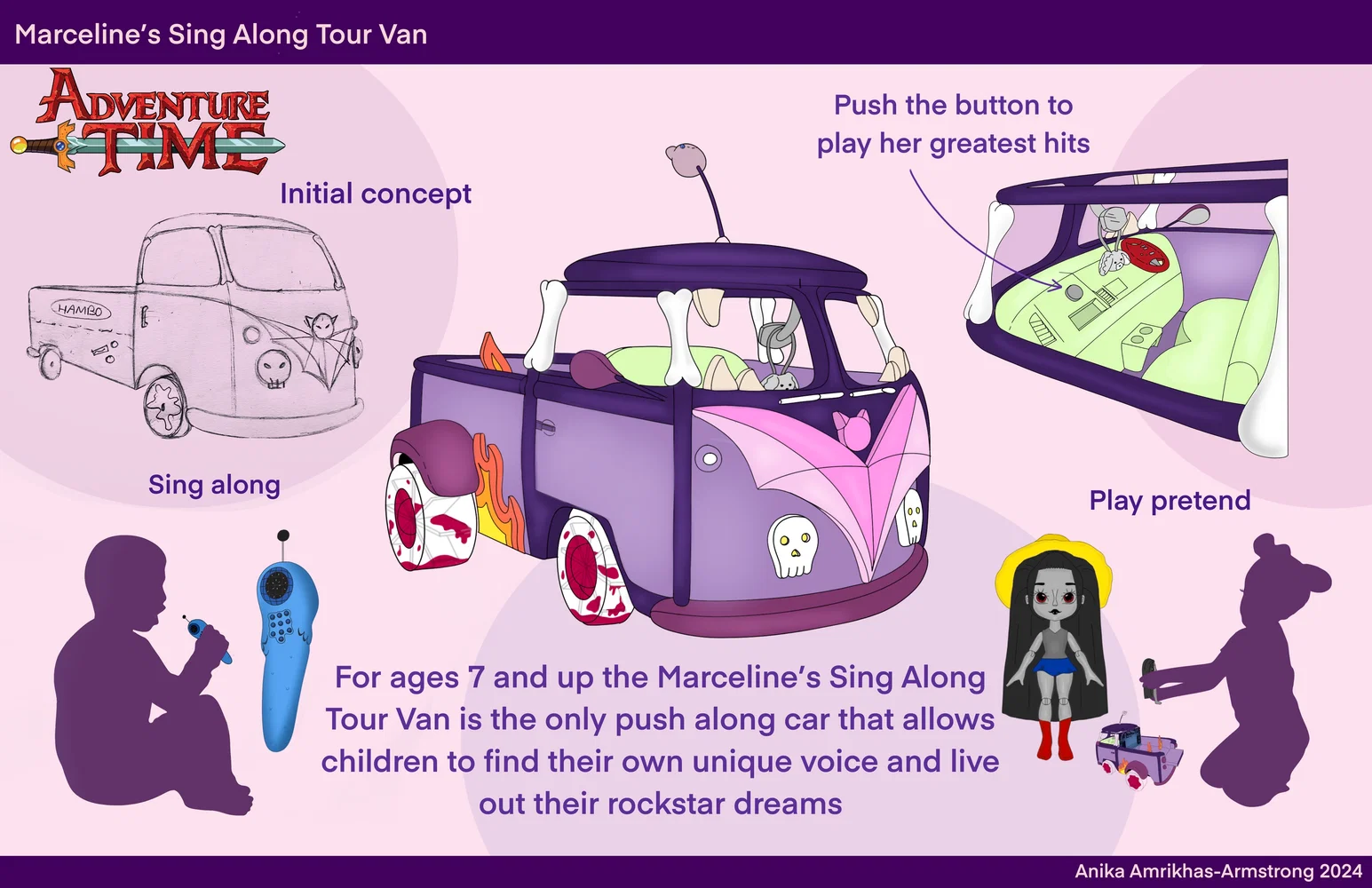 Marceline's Sing Along Tour Van is an original car concept that was made, inspired by the hit show 'Adventure Time'.