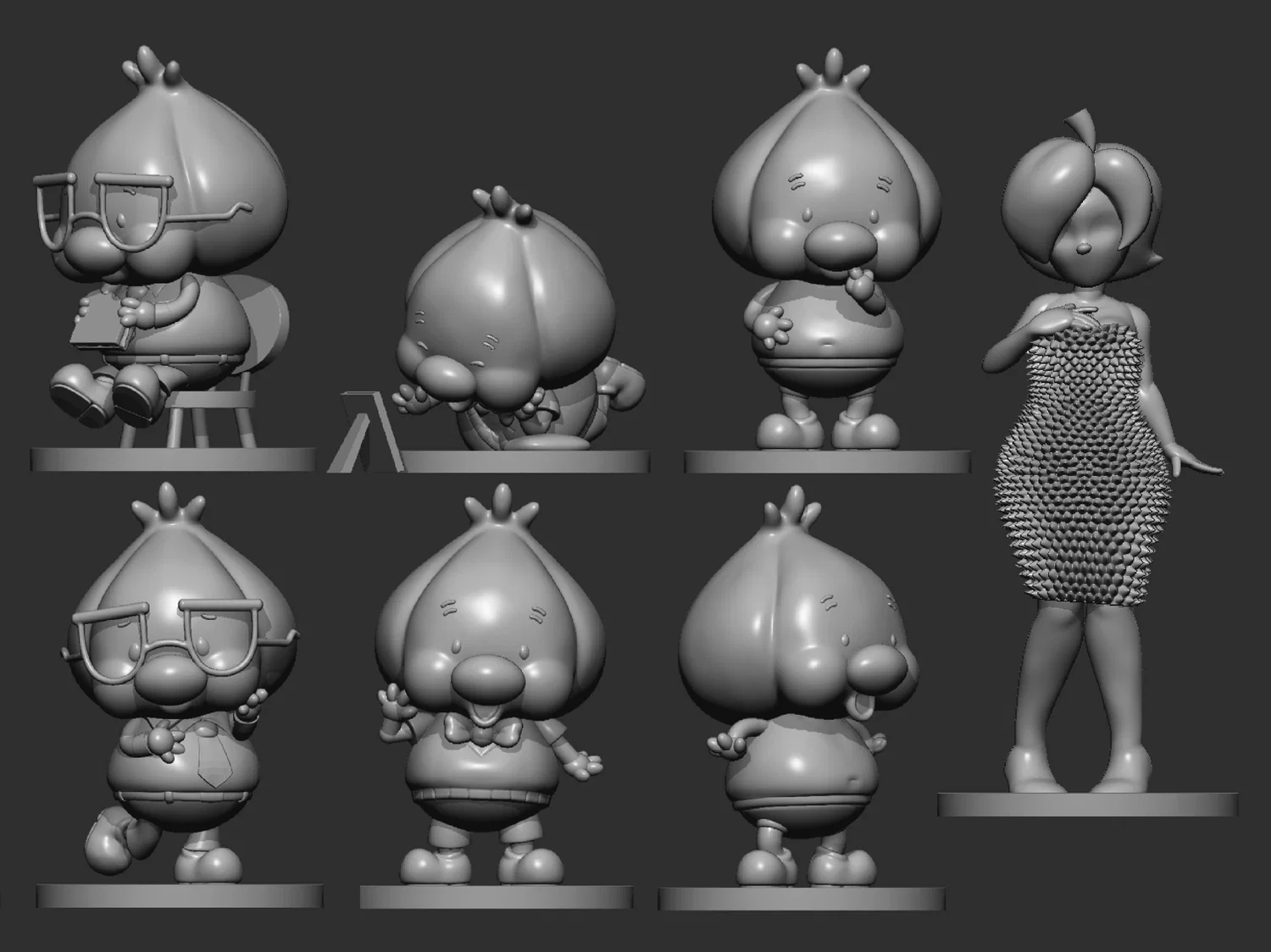 6 figure sculpts of Gilroy, and 1 sculpt of his girlfriend, Duri. 