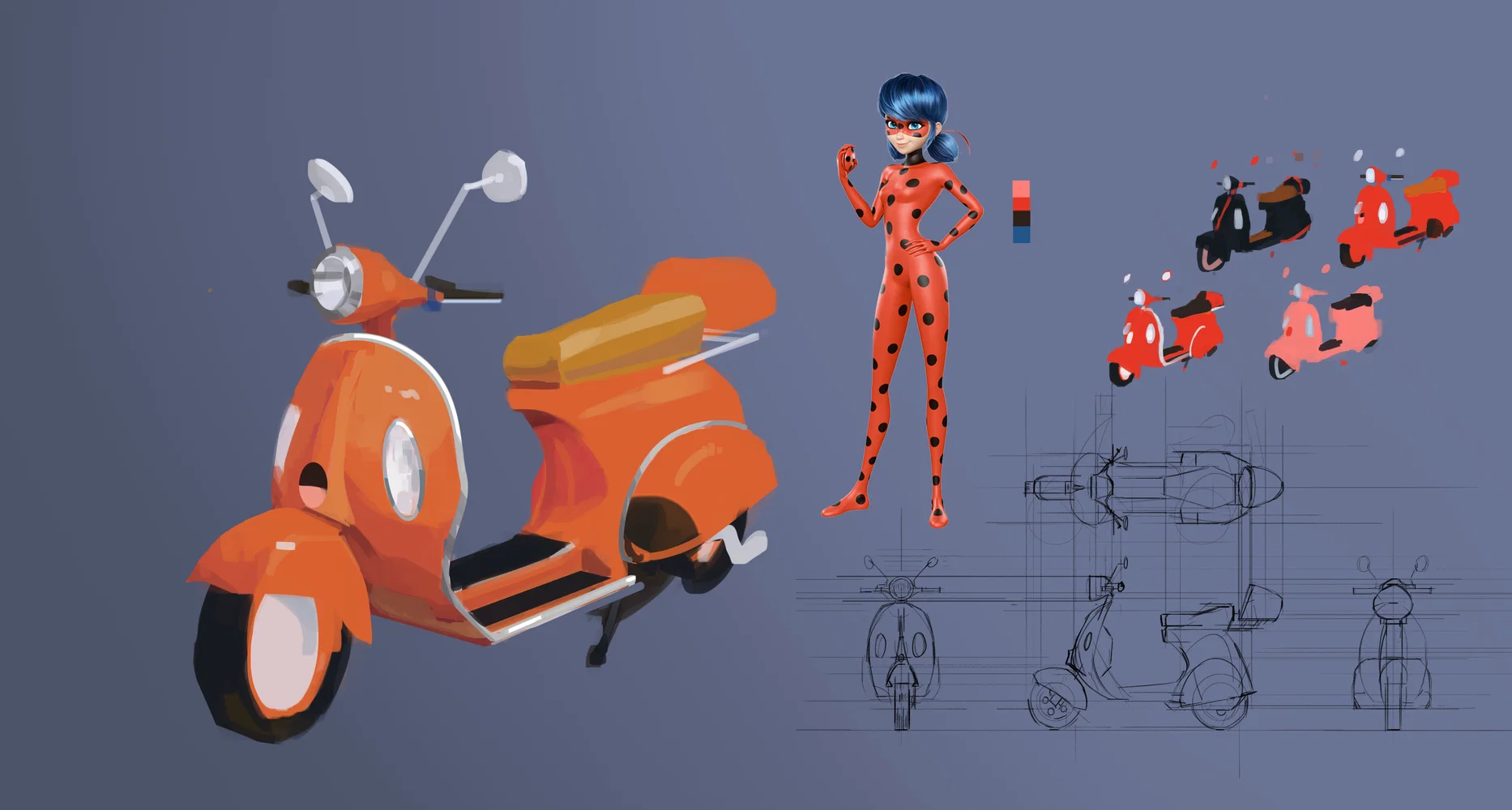 Red moped design for Ladybug