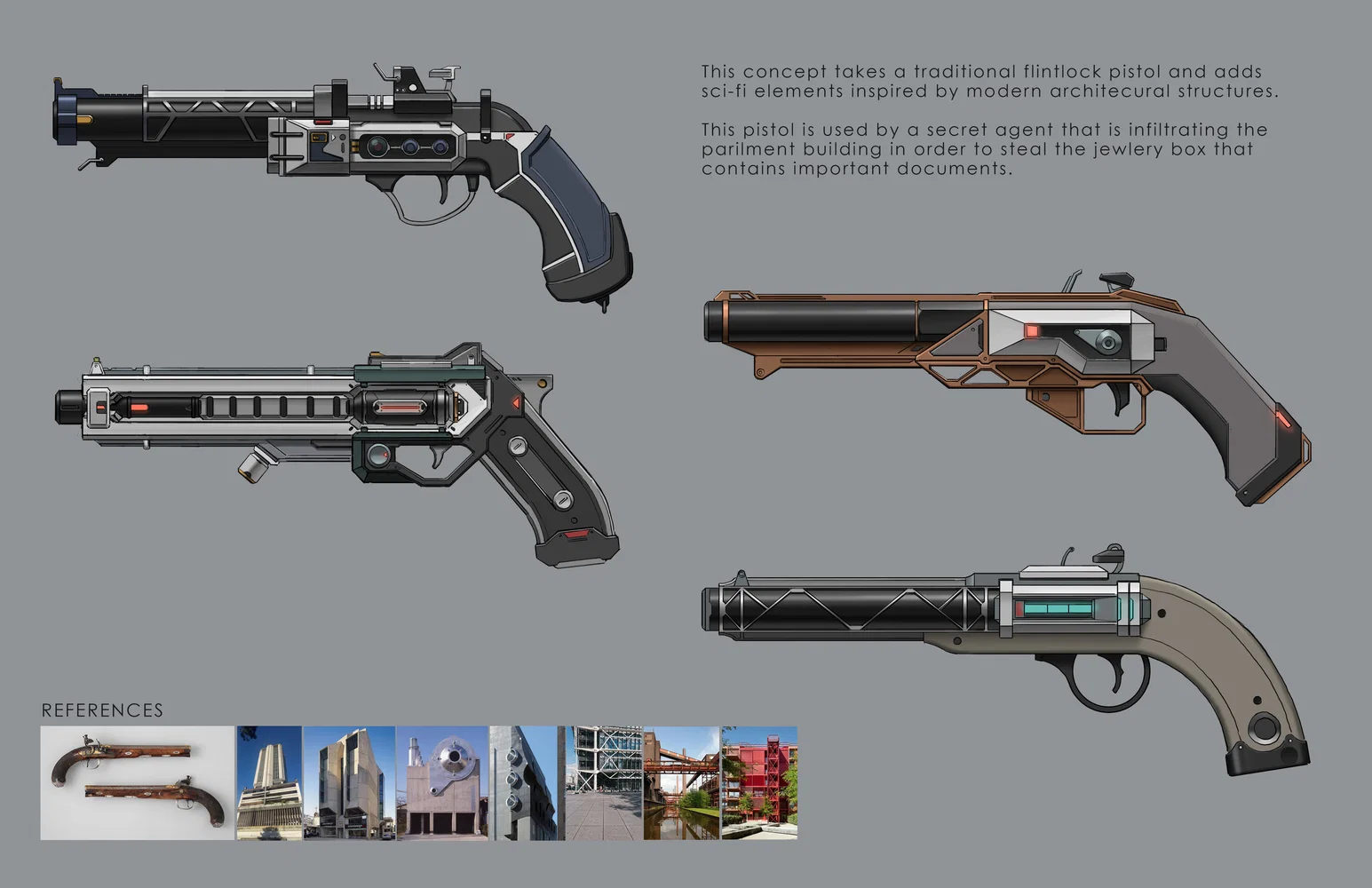 Sci-Fi Flintlock Pistol Design Variations