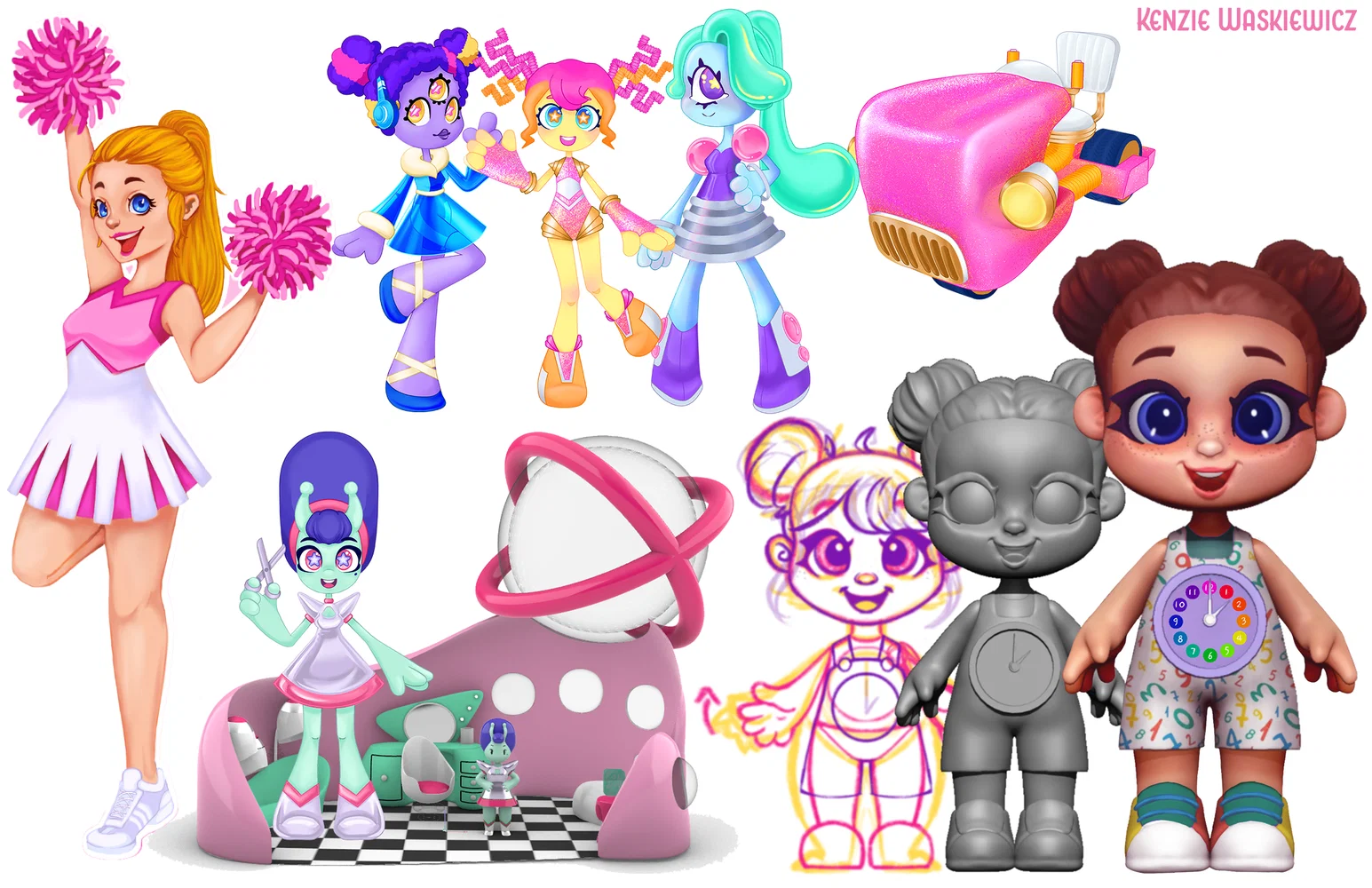 a collage of dolls and collectible toys created by kenzie