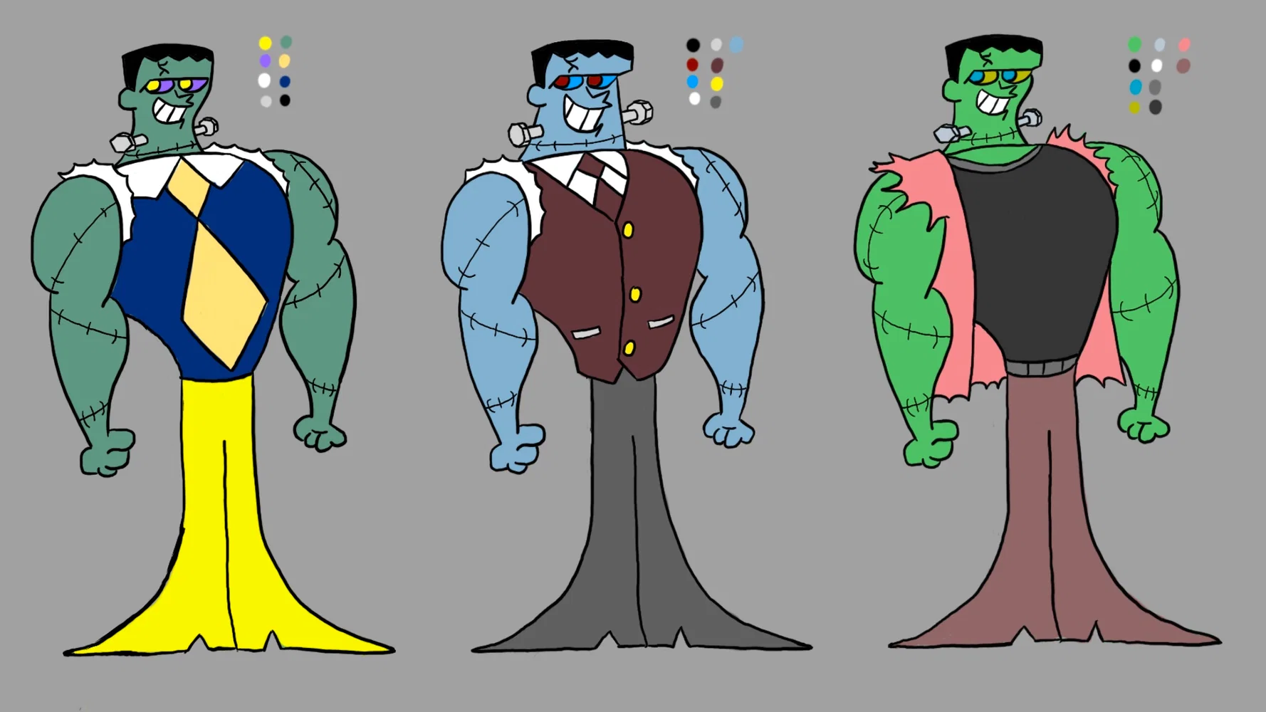 A character line up of the Munster Frankenstein character in the Dexter's Laboratory style.