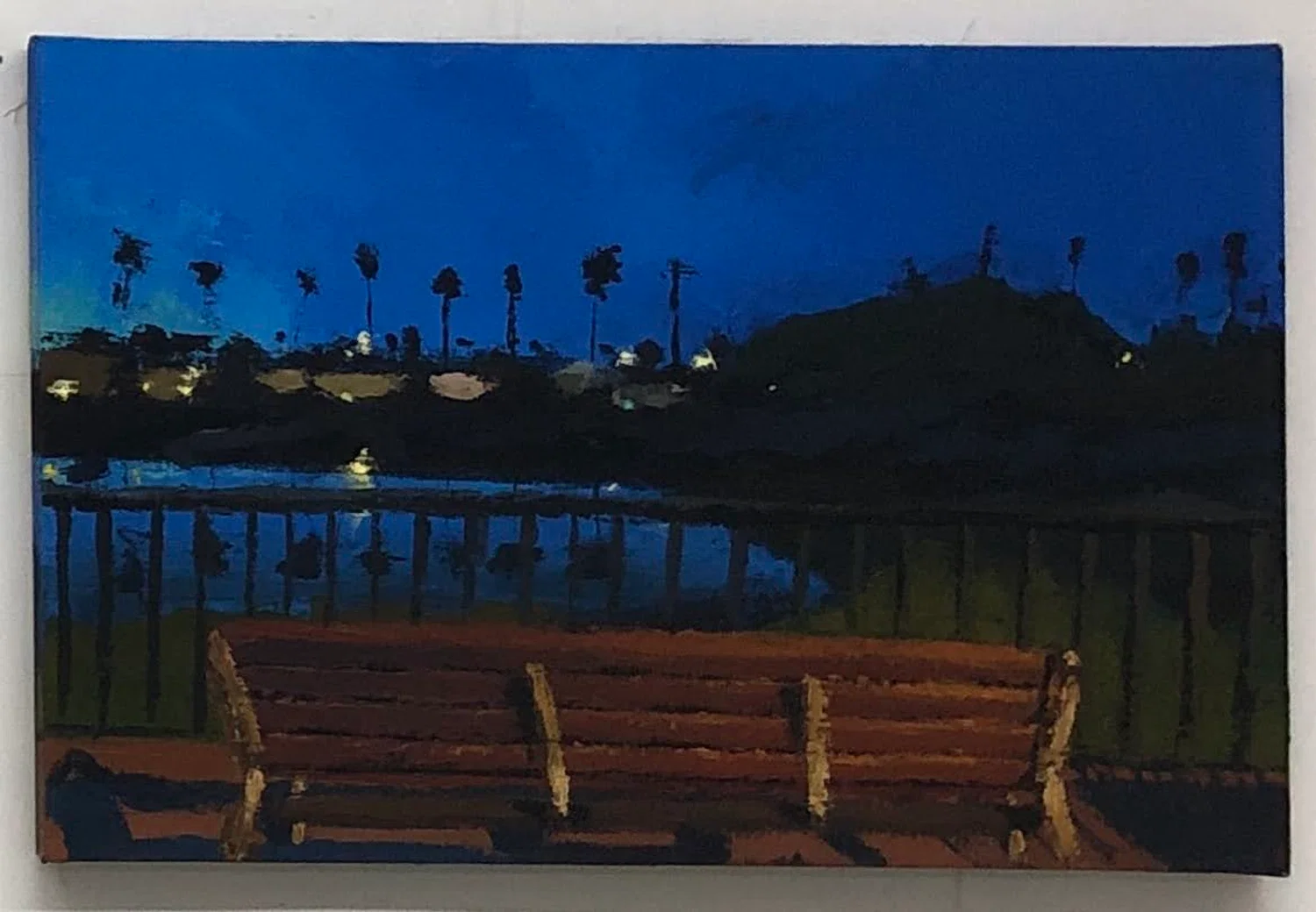 Saul Lopez Hernandez, Night Walk, 2023, Acrylic on Canvas, 22 inches x 33 inches x 1 inch