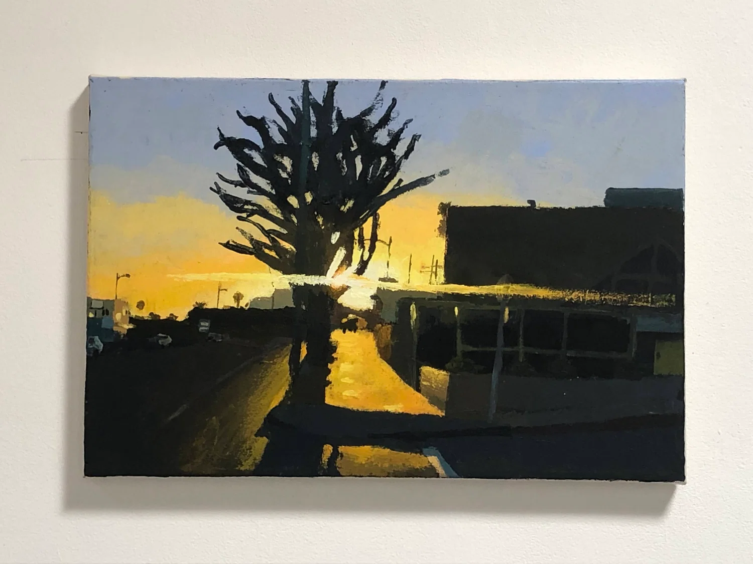 Saul Lopez Hernandez, Sunset on Washington Blvd, 2024, Acrylic on Canvas, 20 inches x 30 inches x 1 inch
