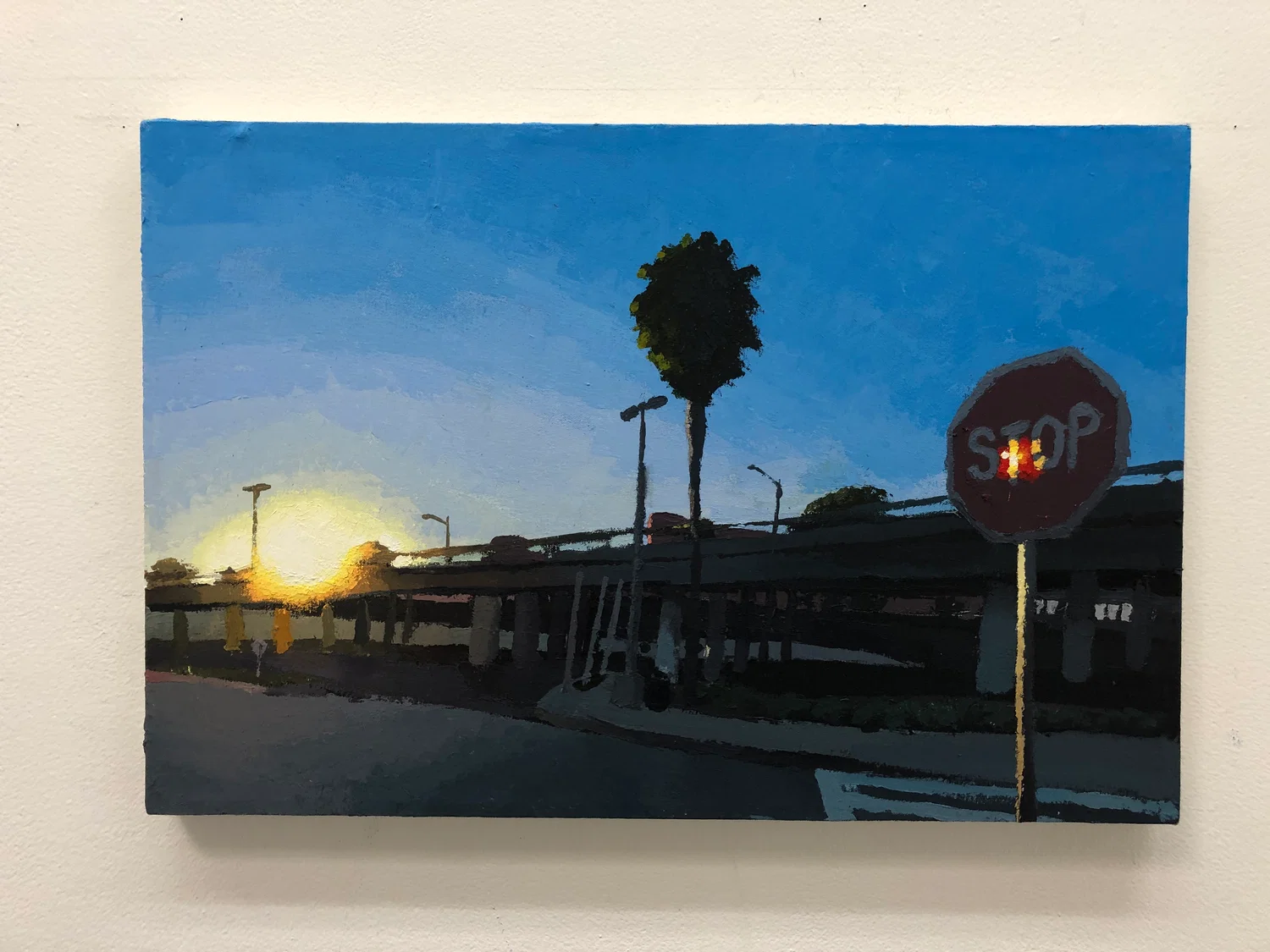 Saul Lopez Hernandez, Culver City Transit Center to Church, 2024, Acrylic on Canvas, 20 inches x 30 inches x 1 inch