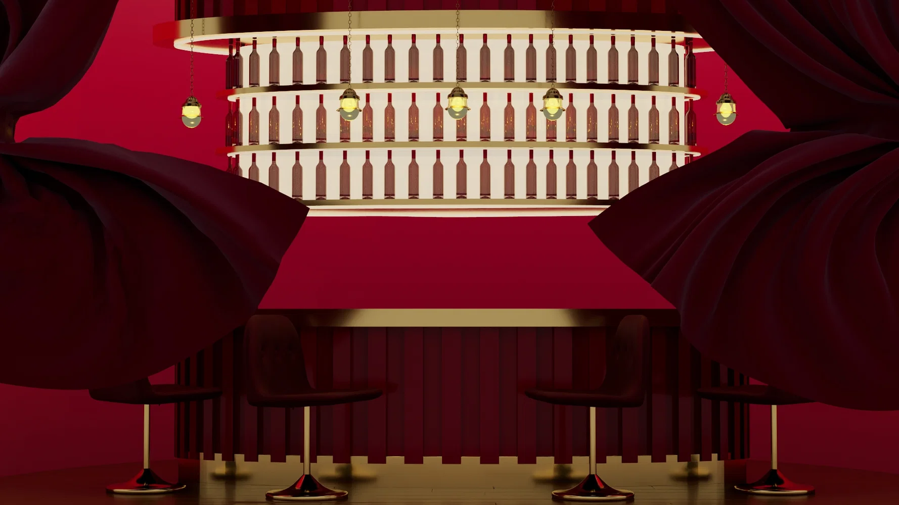 3D Bar Set Design for a Cherry Vodka Commercial Project