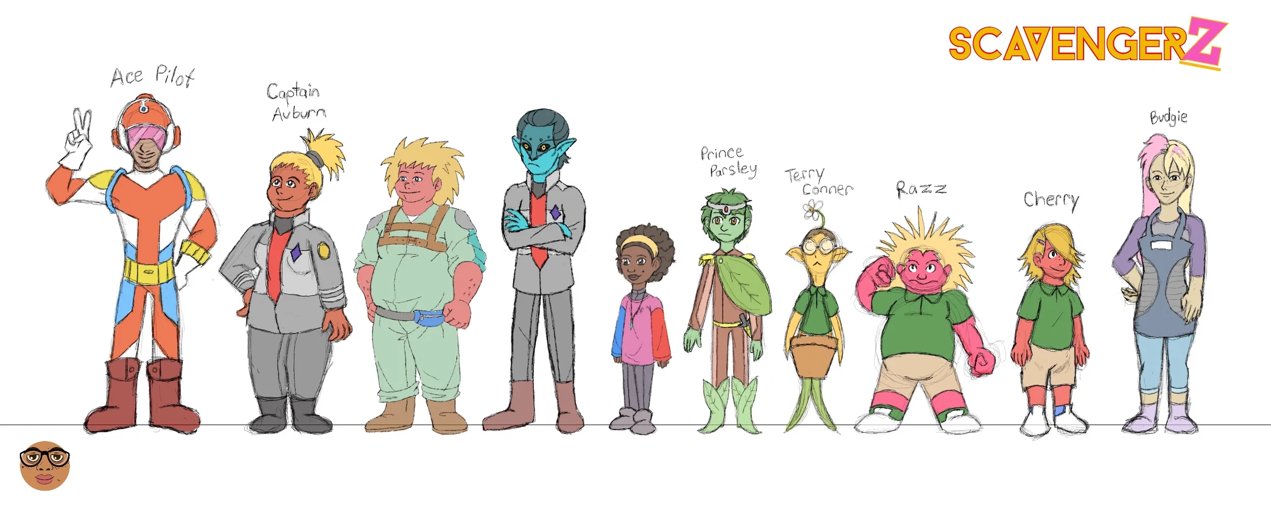 Lineup of ten characters for the same story Lian occupies; some are aliens, some are humans