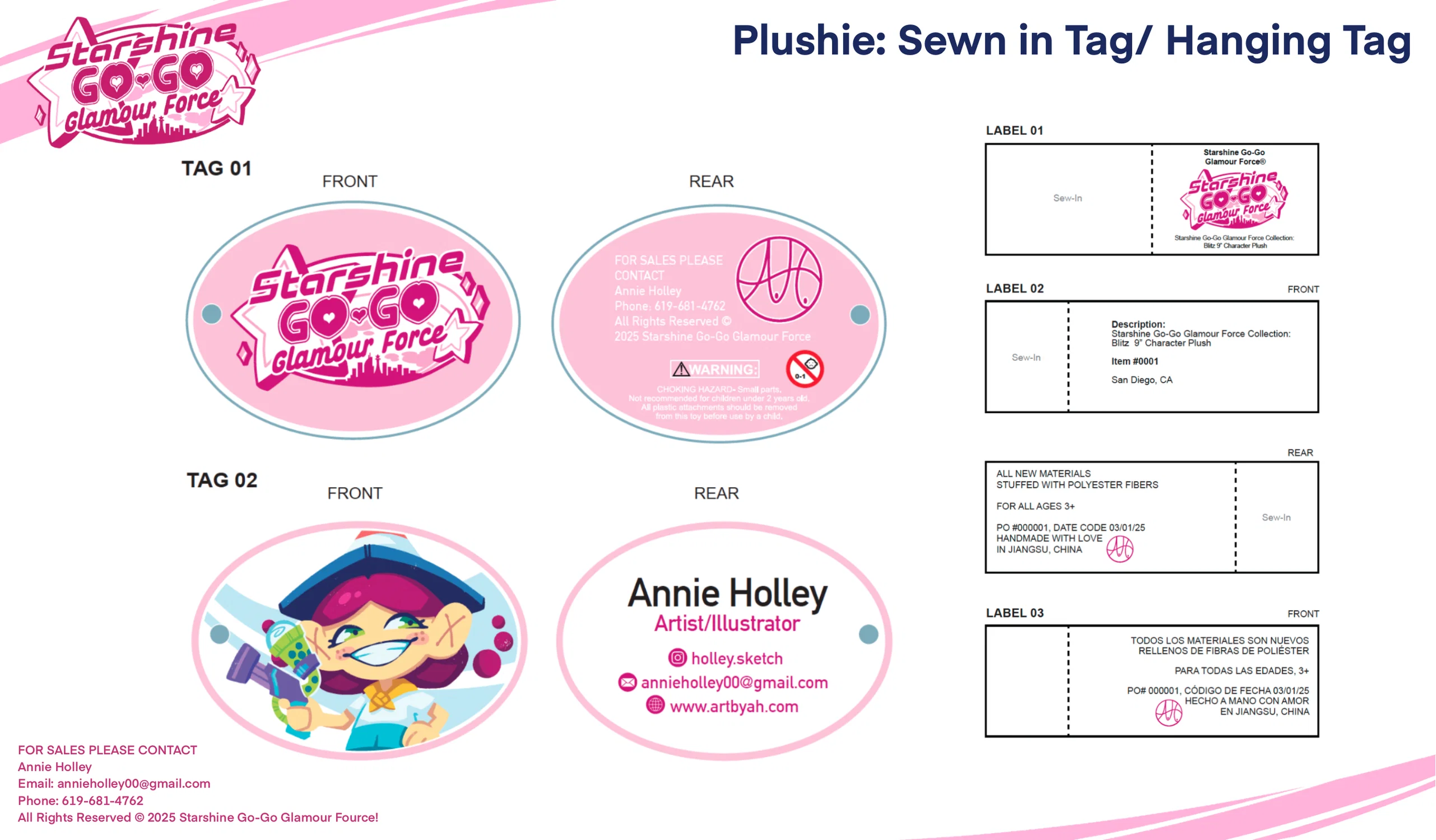 a plushie tag design sheet