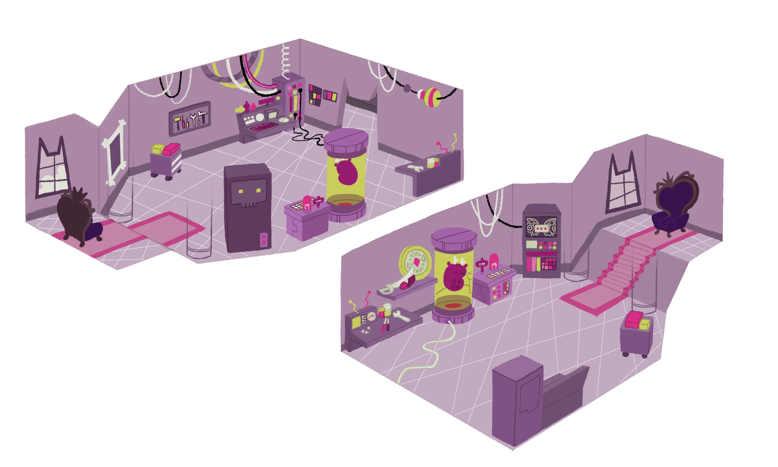 A shoebox drawn in the style of power puff girls for my short film Meowtch Maker
