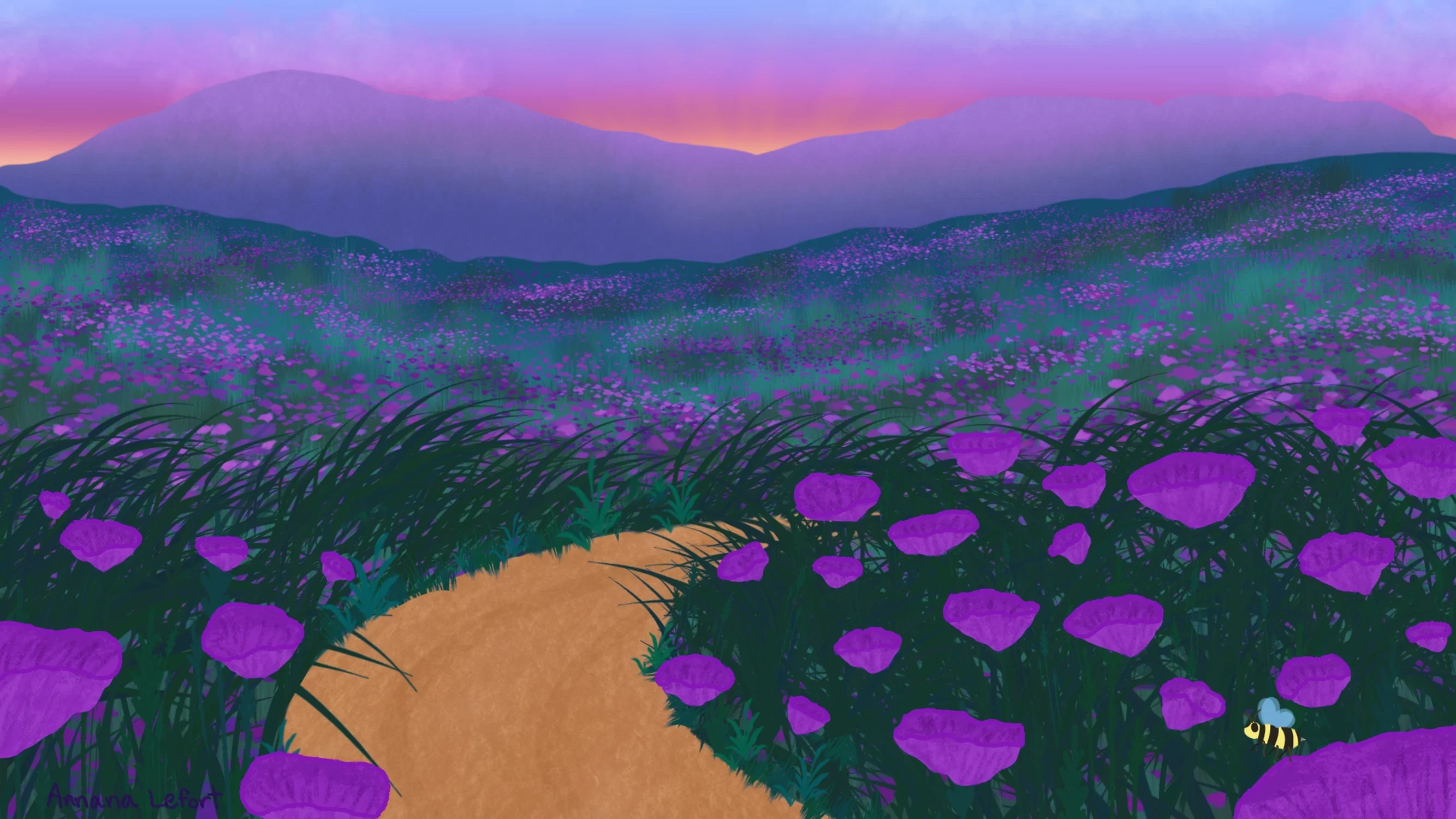 A field of purple flowers