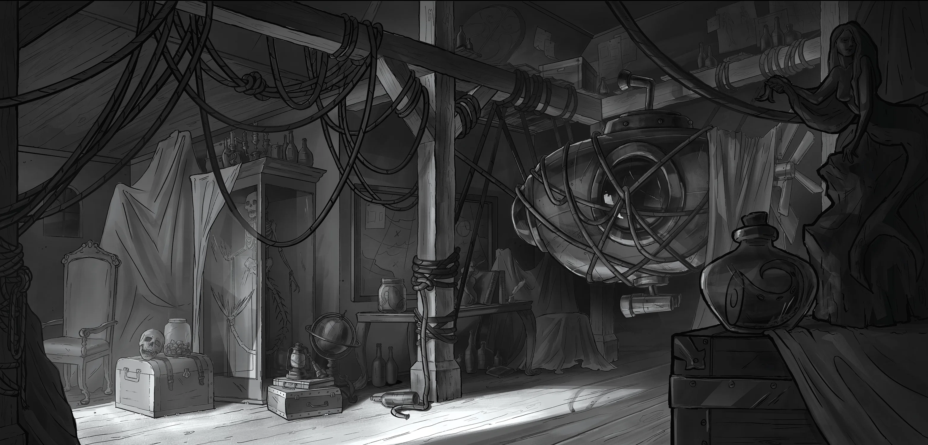 Submarine in an attic